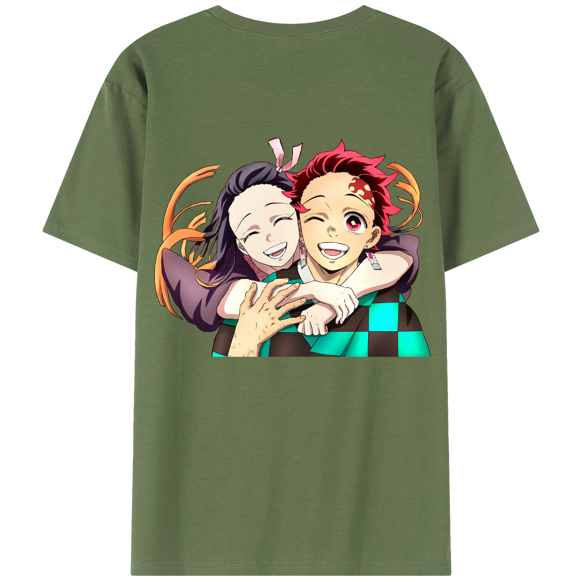 （画像用） 鬼滅の刃（きめつのやいば）竈門 禰󠄀豆子／かまど ねずこ Kamado Nezuko 綿100％ メンズ半袖Tシャツ（バックプリント） 通気性